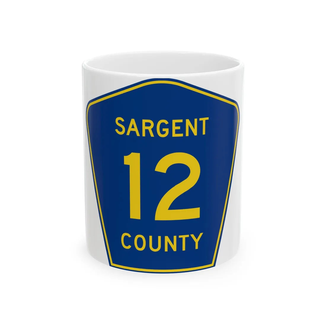 Sargent County Route 12 ND (North Dakota) (Road Sign) White Coffee Mug 11oz - Go Mug Yourself