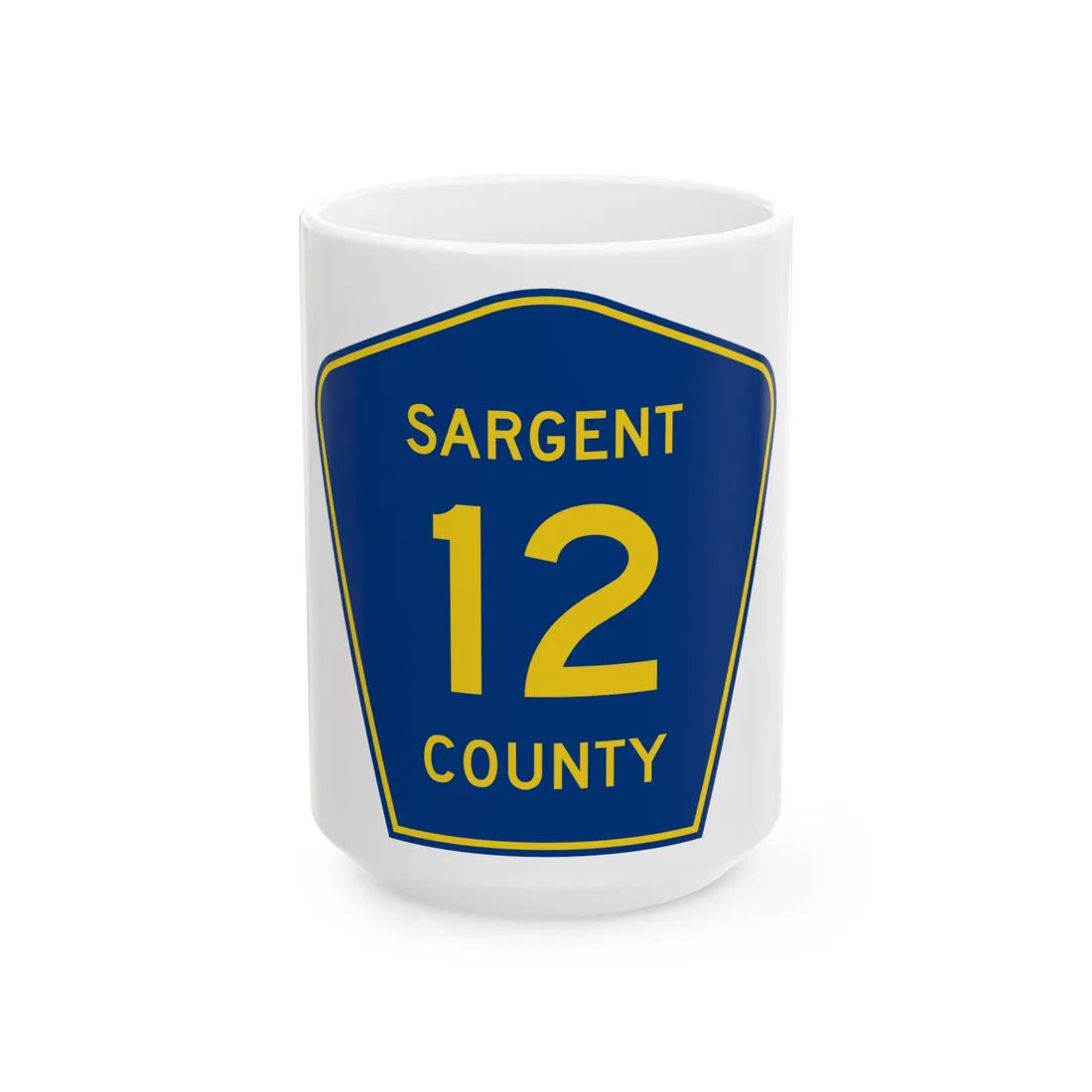 Sargent County Route 12 ND (North Dakota) (Road Sign) White Coffee Mug 15oz - Go Mug Yourself