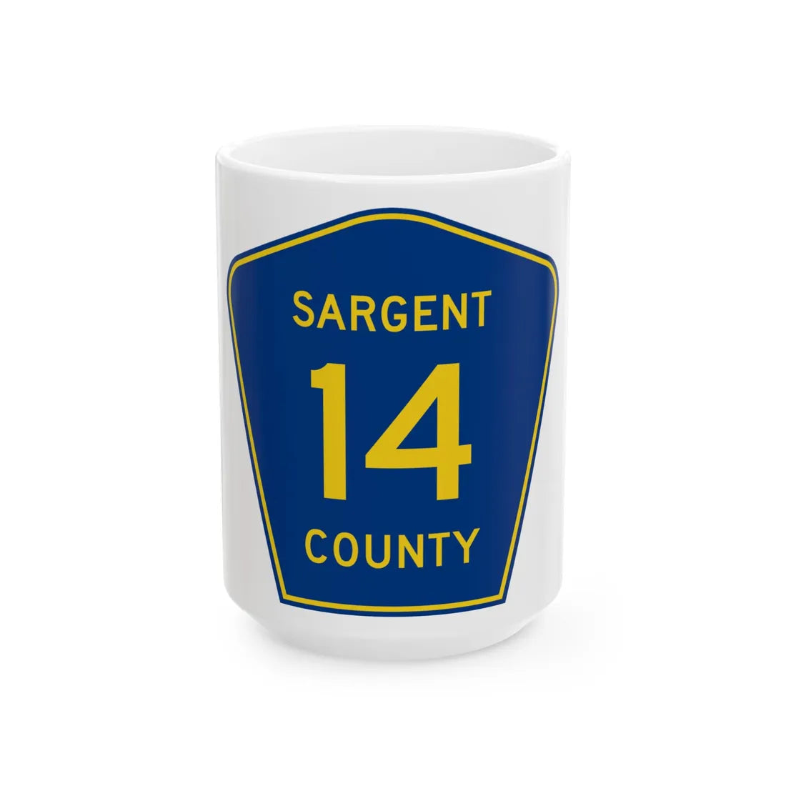 Sargent County Route 14 ND (North Dakota) (Road Sign) White Coffee Mug 15oz - Go Mug Yourself