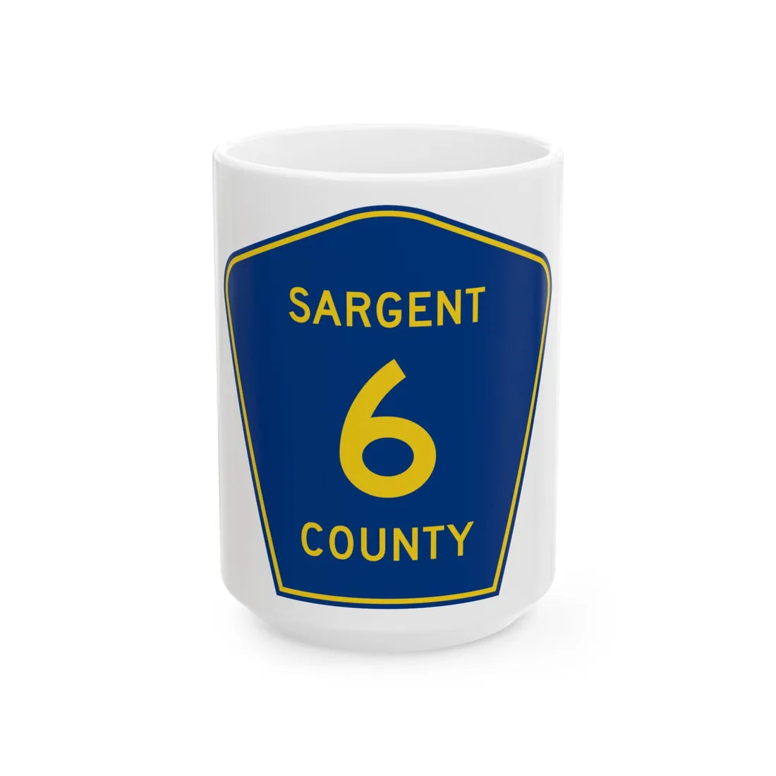 Sargent County Route 6 ND (North Dakota) (Road Sign) White Coffee Mug 15oz - Go Mug Yourself