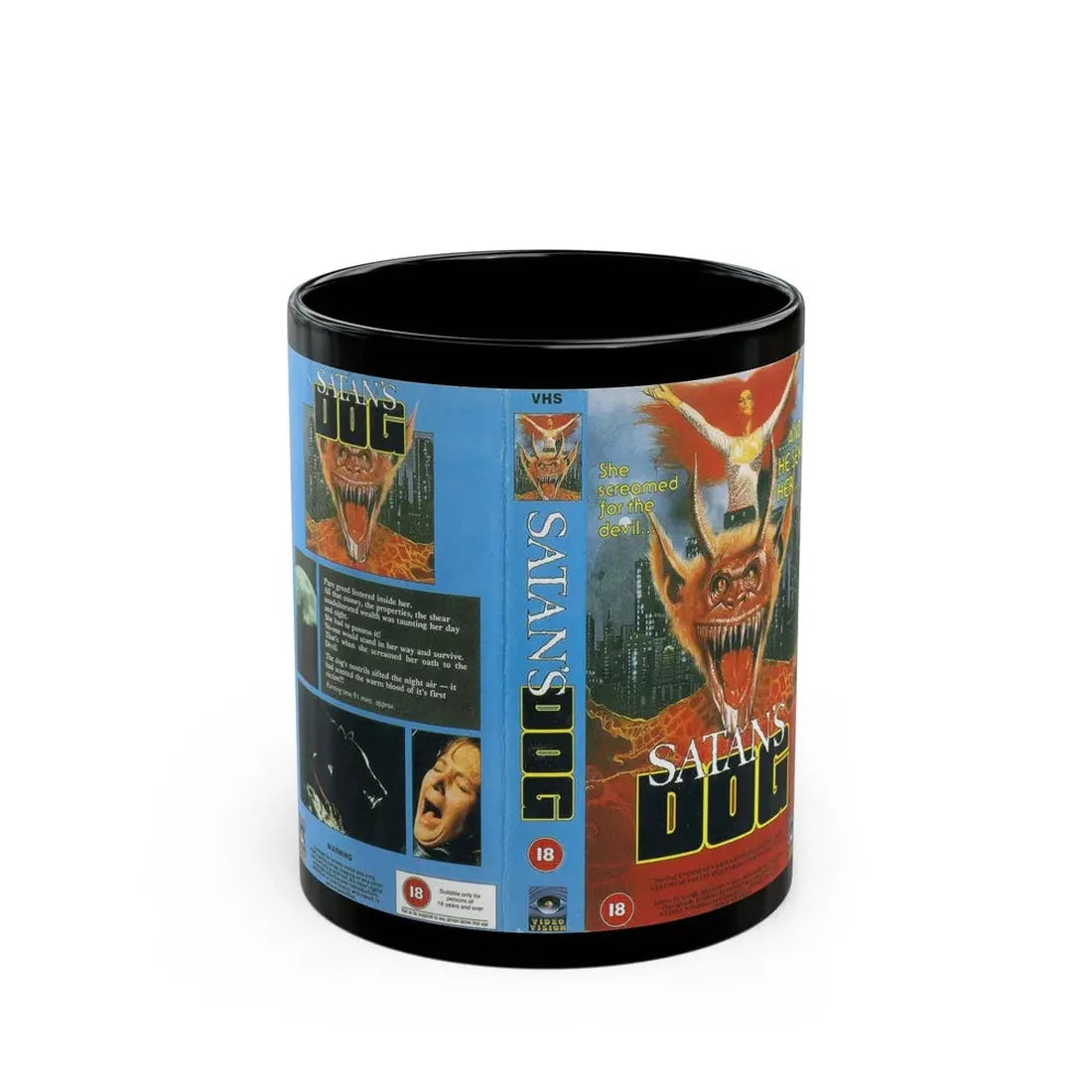 SATANS DOG (VHS COVER) - Black Coffee Mug 11oz - Go Mug Yourself