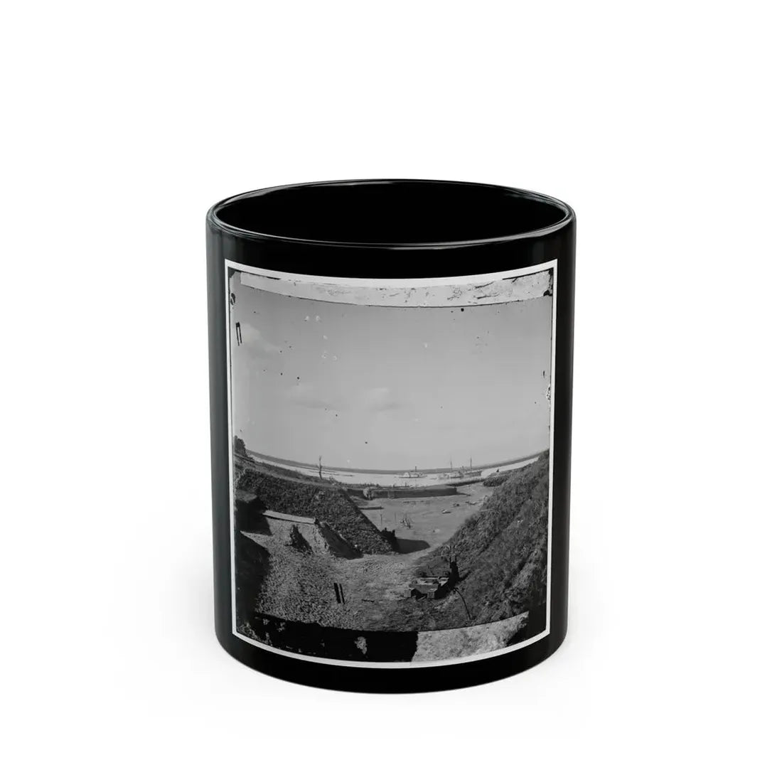 Savannah, Ga., Vicinity. Interior View Of Fort Mcallister, 14 Miles South Of The City; The Ogeechee River Beyond (U.S. Civil War) Black Coffee Mug 11oz - Go Mug Yourself