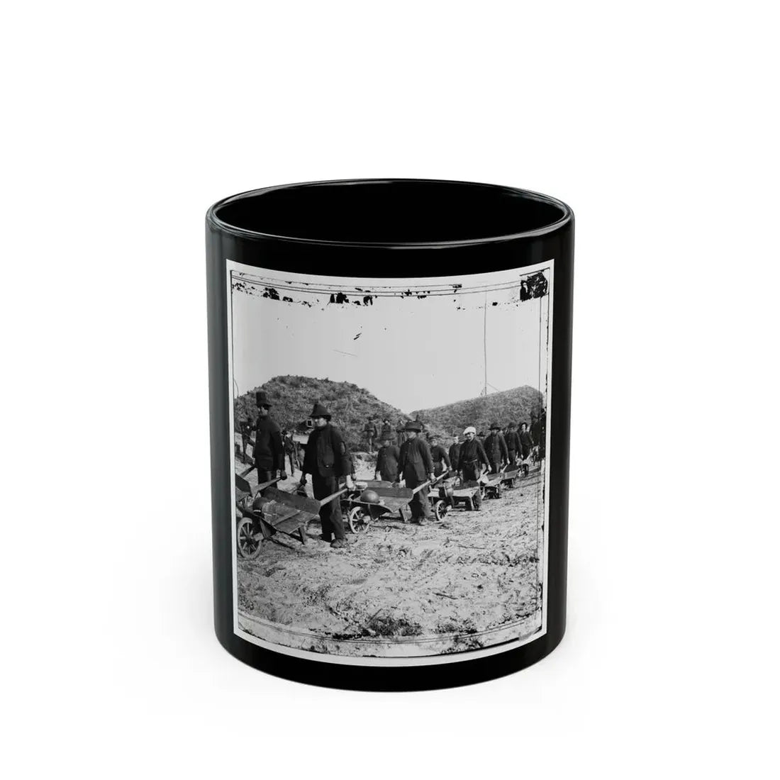 Savannah, Ga., Vicinity. Sherman's Troops Removing Ammunition From Fort Mcallister In Wheelbarrows (U.S. Civil War) Black Coffee Mug 11oz - Go Mug Yourself