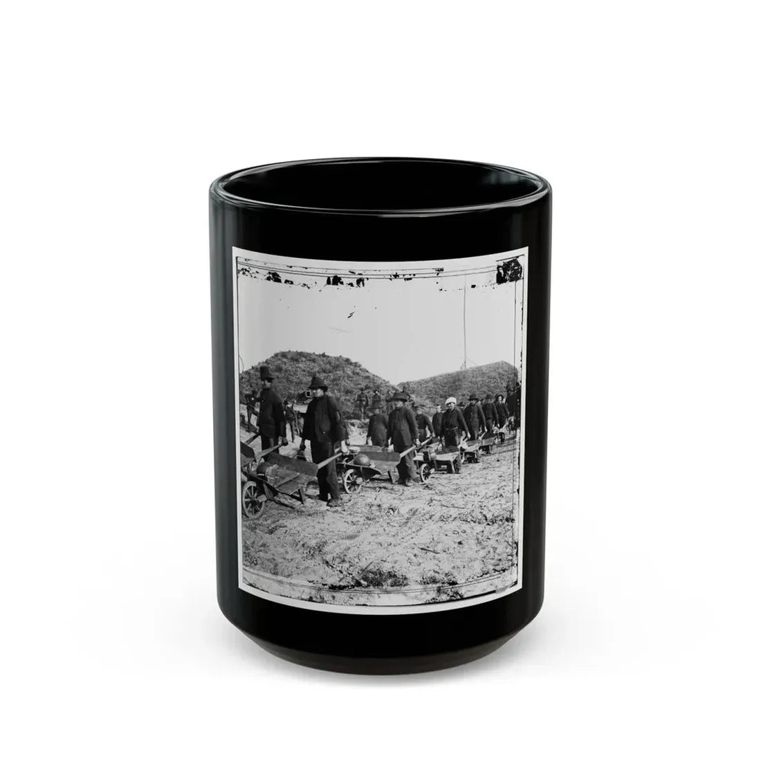 Savannah, Ga., Vicinity. Sherman's Troops Removing Ammunition From Fort Mcallister In Wheelbarrows (U.S. Civil War) Black Coffee Mug 15oz - Go Mug Yourself