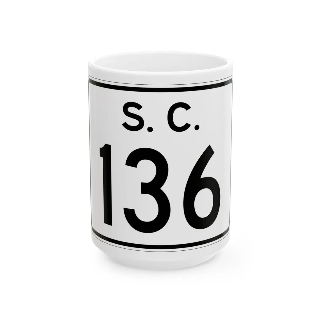 SC-136 (South Carolina) (Road Sign) White Coffee Mug 15oz - Go Mug Yourself