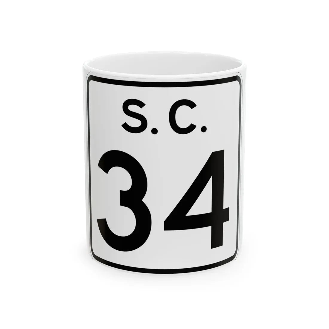 SC-34 (South Carolina) (Road Sign) White Coffee Mug 11oz - Go Mug Yourself