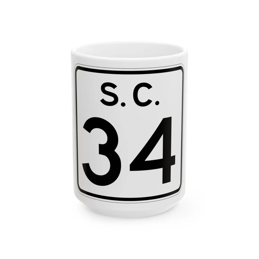 SC-34 (South Carolina) (Road Sign) White Coffee Mug 15oz - Go Mug Yourself