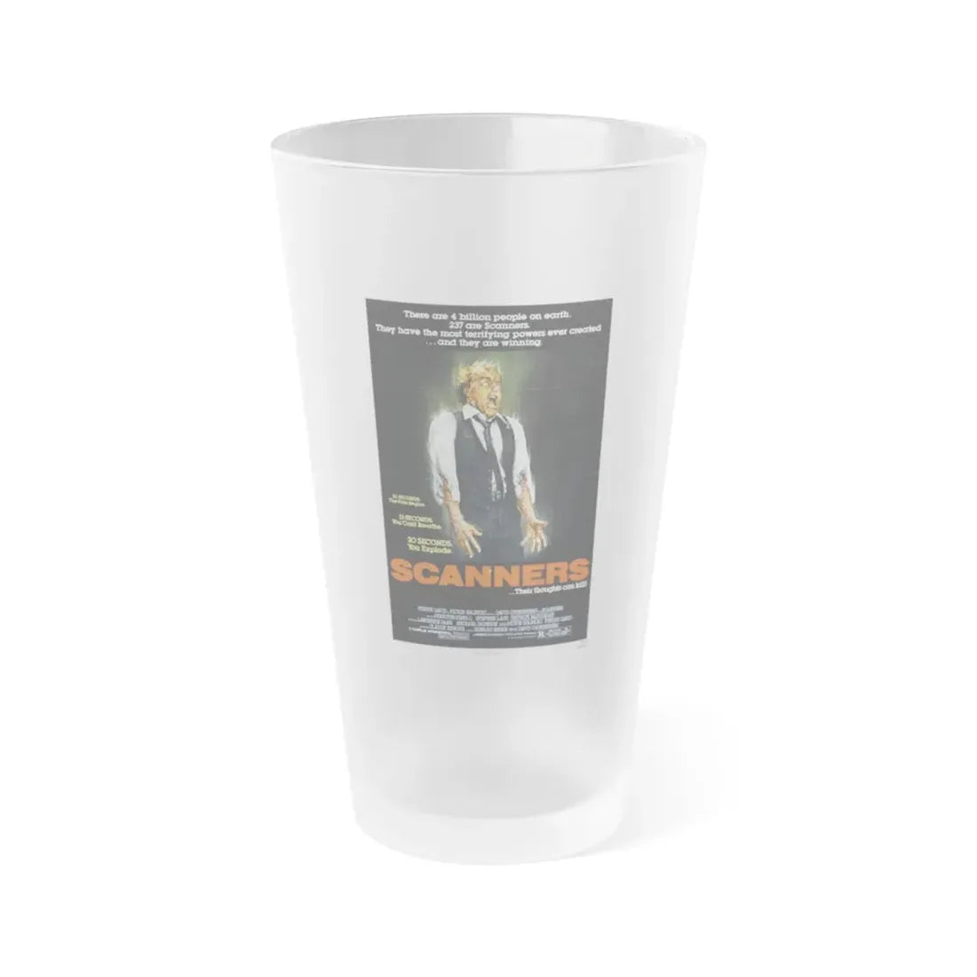 SCANNERS 1981 Movie Poster - Frosted Pint Glass 16oz 16oz Frosted - Go Mug Yourself