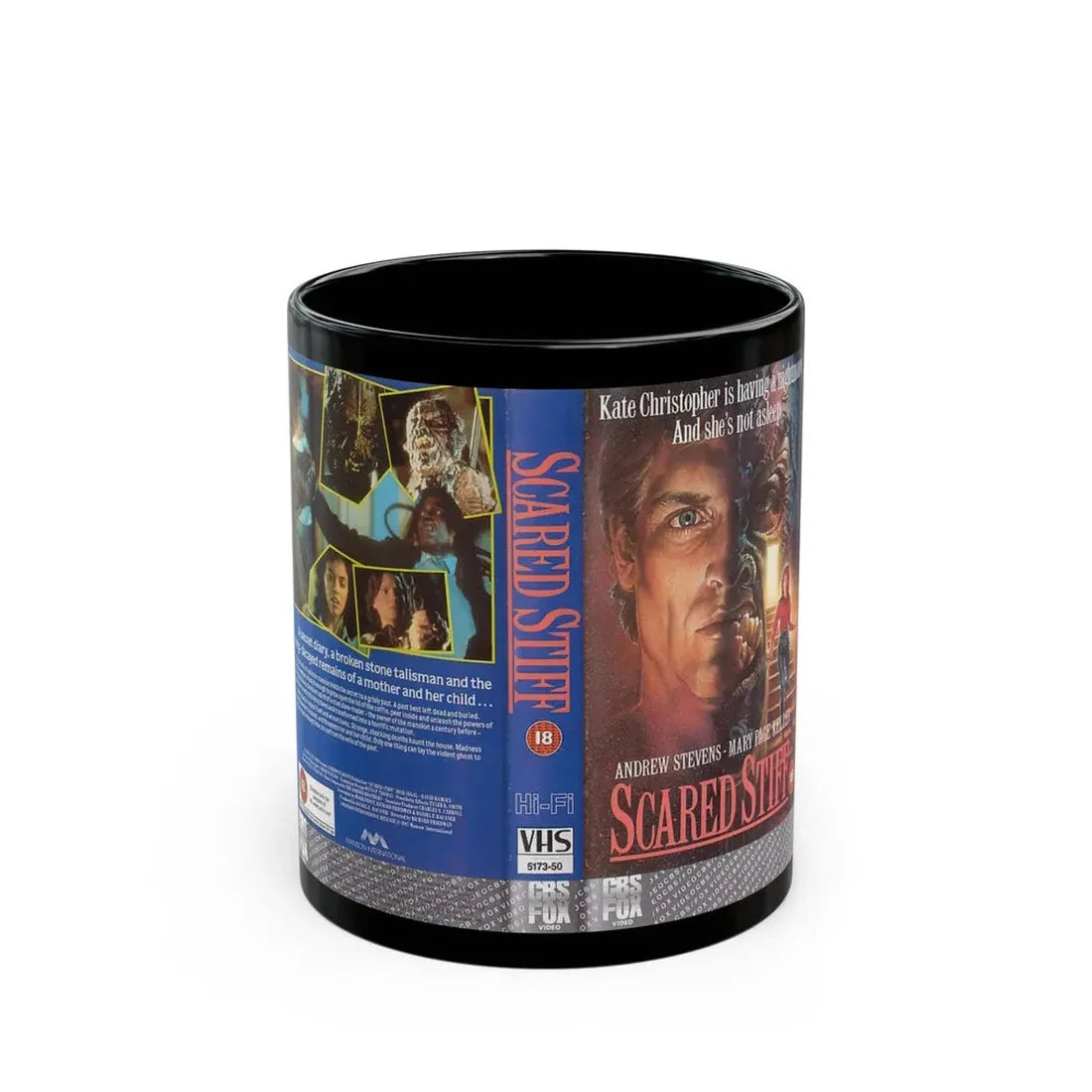 SCARED STIFF CBS FOX (VHS COVER) - Black Coffee Mug 11oz - Go Mug Yourself