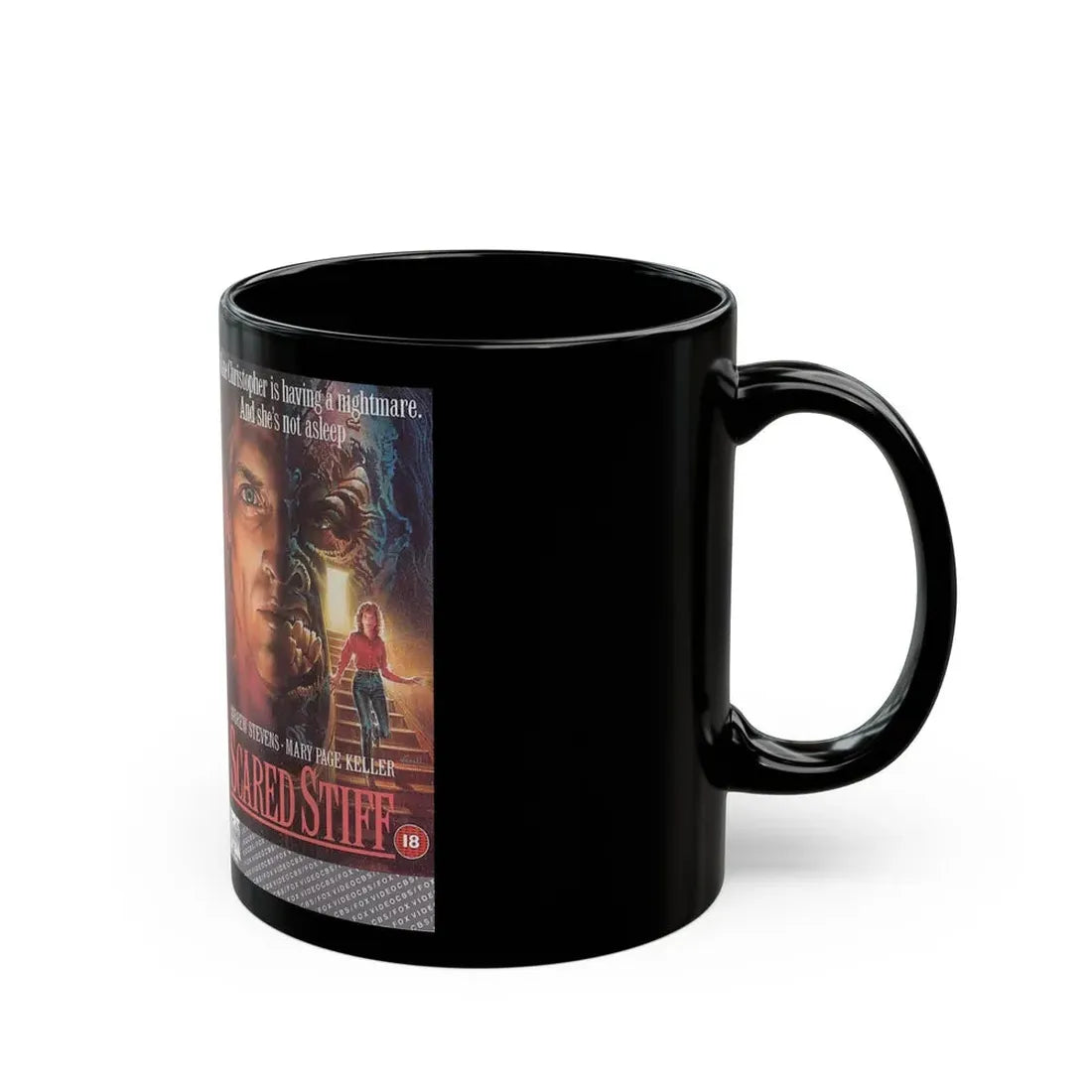 SCARED STIFF CBS FOX (VHS COVER) - Black Coffee Mug - Go Mug Yourself