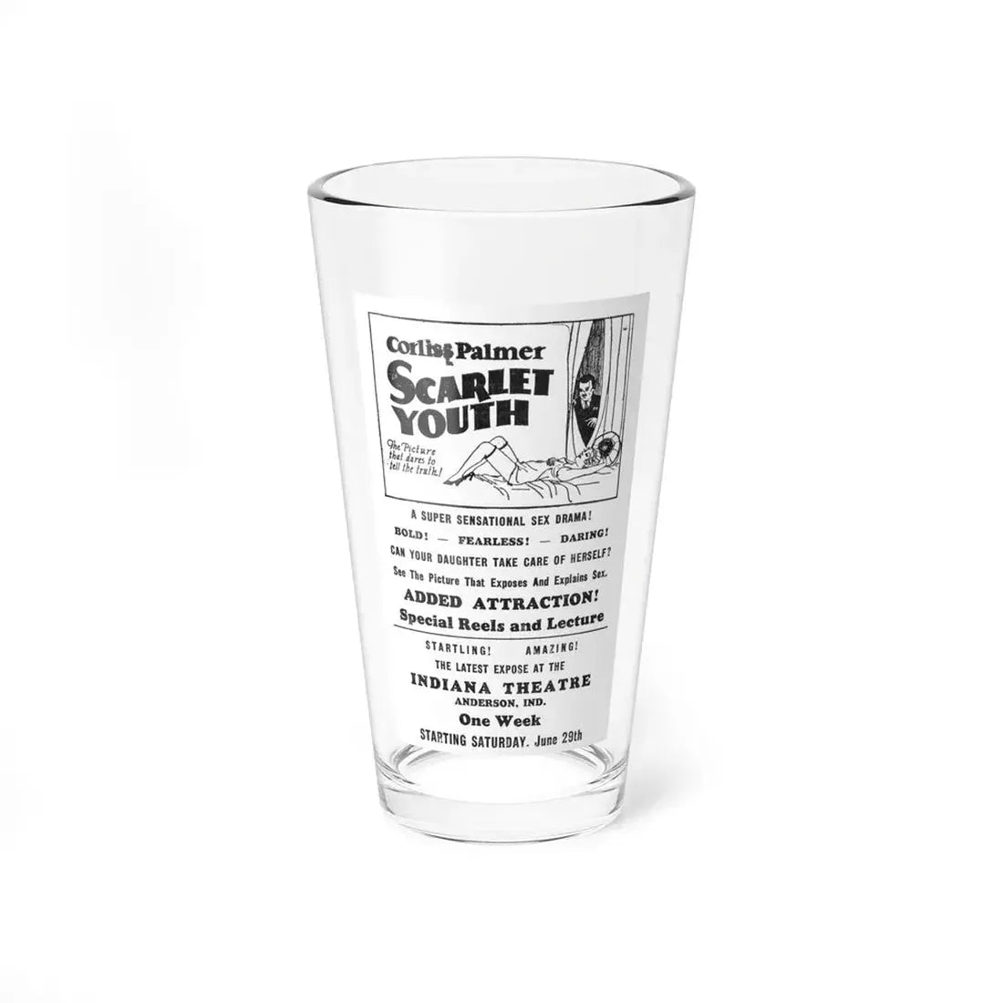 SCARLET YOUTH 1928 Movie Poster - Pint Glass 16oz 16oz - Go Mug Yourself
