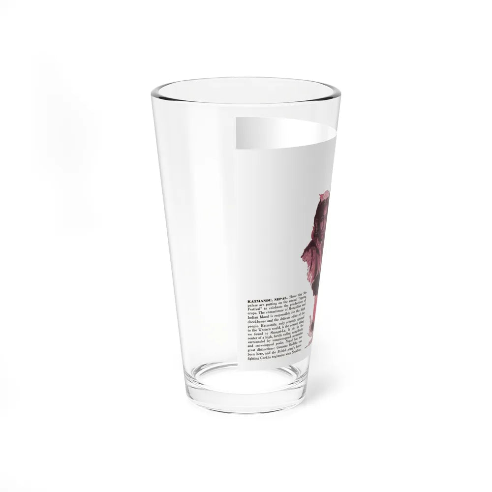 Scetchbook of the Orient (5) - Katmandu, Nepal, Cosmopolitan, March 1958 (Magazine Illustration) Pint Glass 16oz - Go Mug Yourself