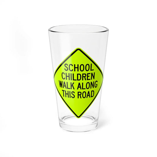 SCHOOL CHILDREN WALK ALONG THIS ROAD Delaware S3-1-DE (Delaware) (Road Sign) Pint Glss 16oz 16oz - Go Mug Yourself