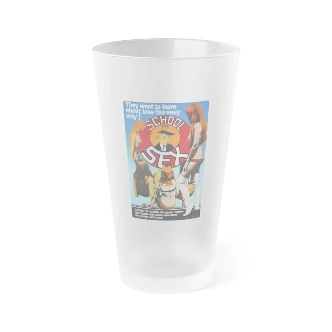 SCHOOL FOR SEX 1969 Movie Poster - Frosted Pint Glass 16oz 16oz Frosted - Go Mug Yourself