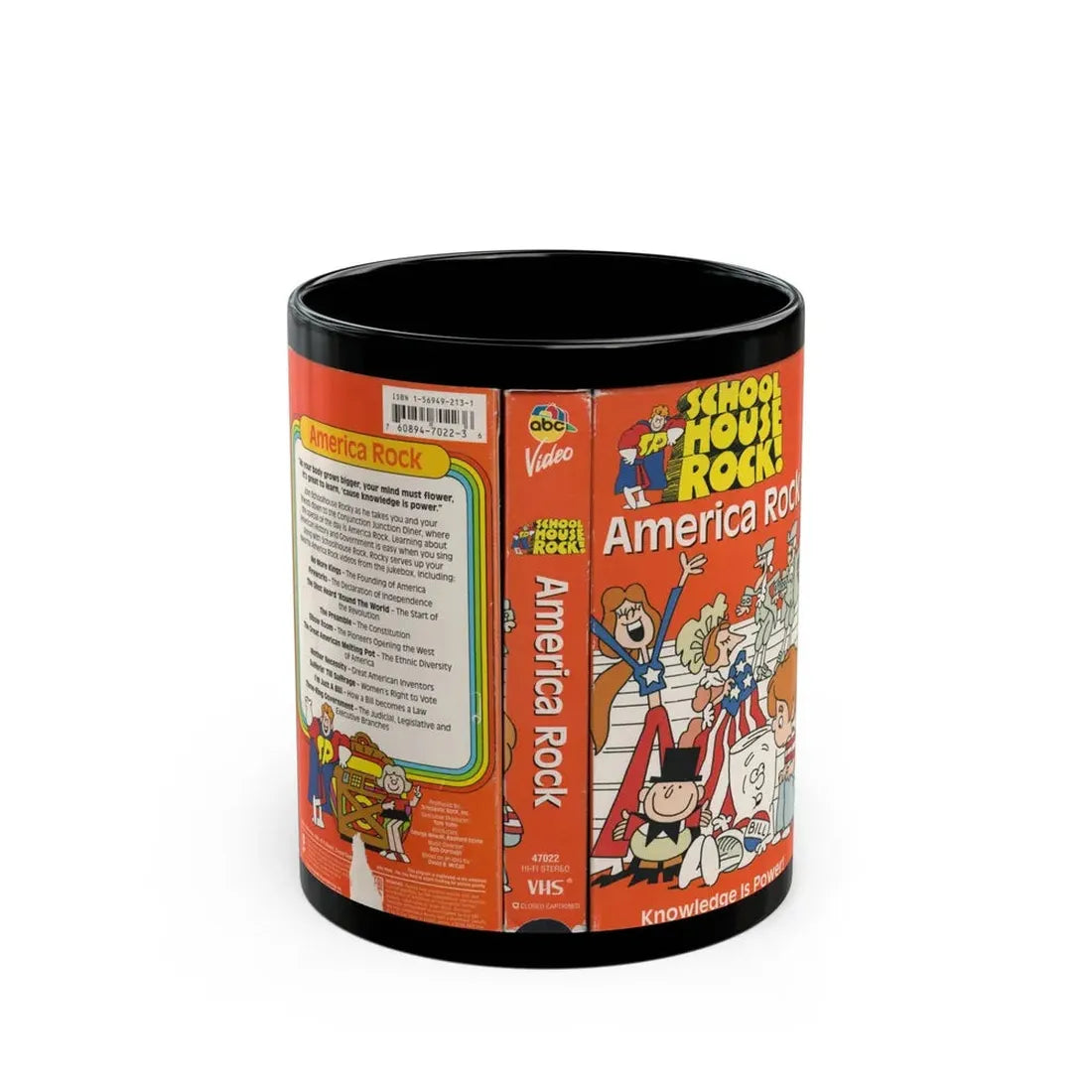 SCHOOL HOUSE ROCK AMERICA ROCK (VHS COVER) - Black Coffee Mug 11oz - Go Mug Yourself