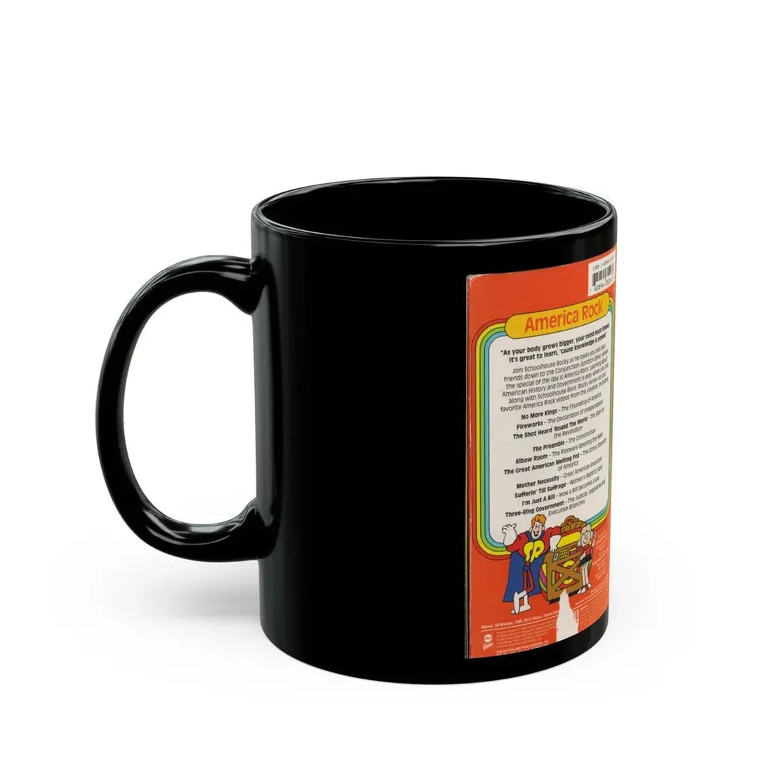 SCHOOL HOUSE ROCK AMERICA ROCK (VHS COVER) - Black Coffee Mug - Go Mug Yourself