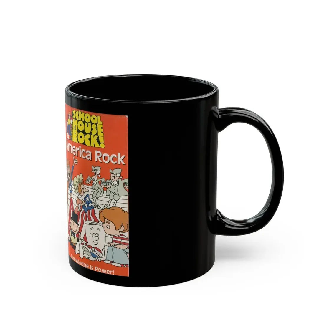 SCHOOL HOUSE ROCK AMERICA ROCK (VHS COVER) - Black Coffee Mug - Go Mug Yourself