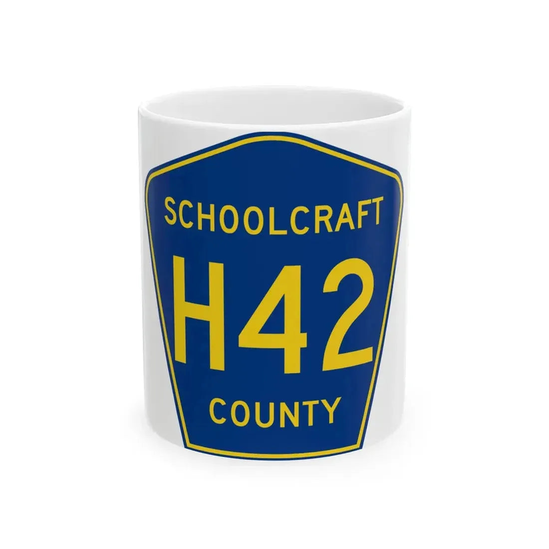 Schoolcraft County H-42 (Michigan) (Road Sign) White Coffee Mug 11oz - Go Mug Yourself