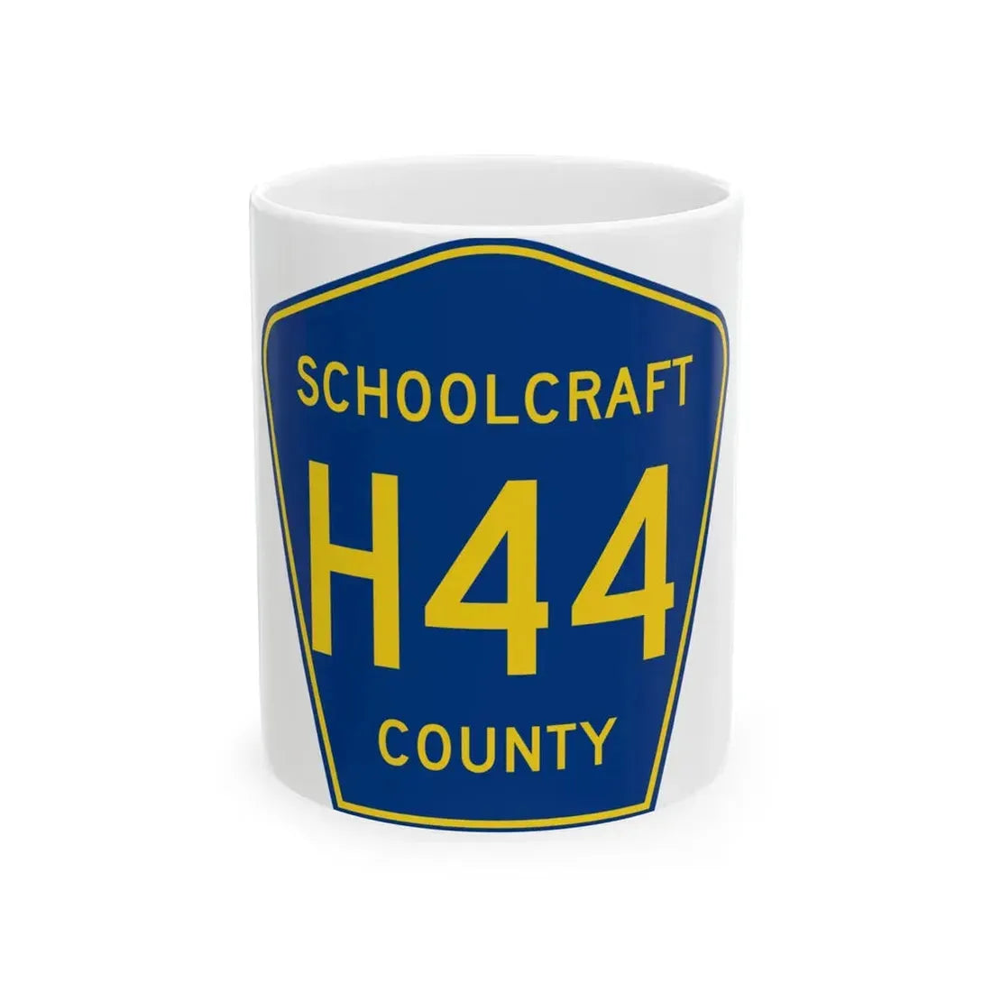 Schoolcraft County H-44 (Michigan) (Road Sign) White Coffee Mug 11oz - Go Mug Yourself