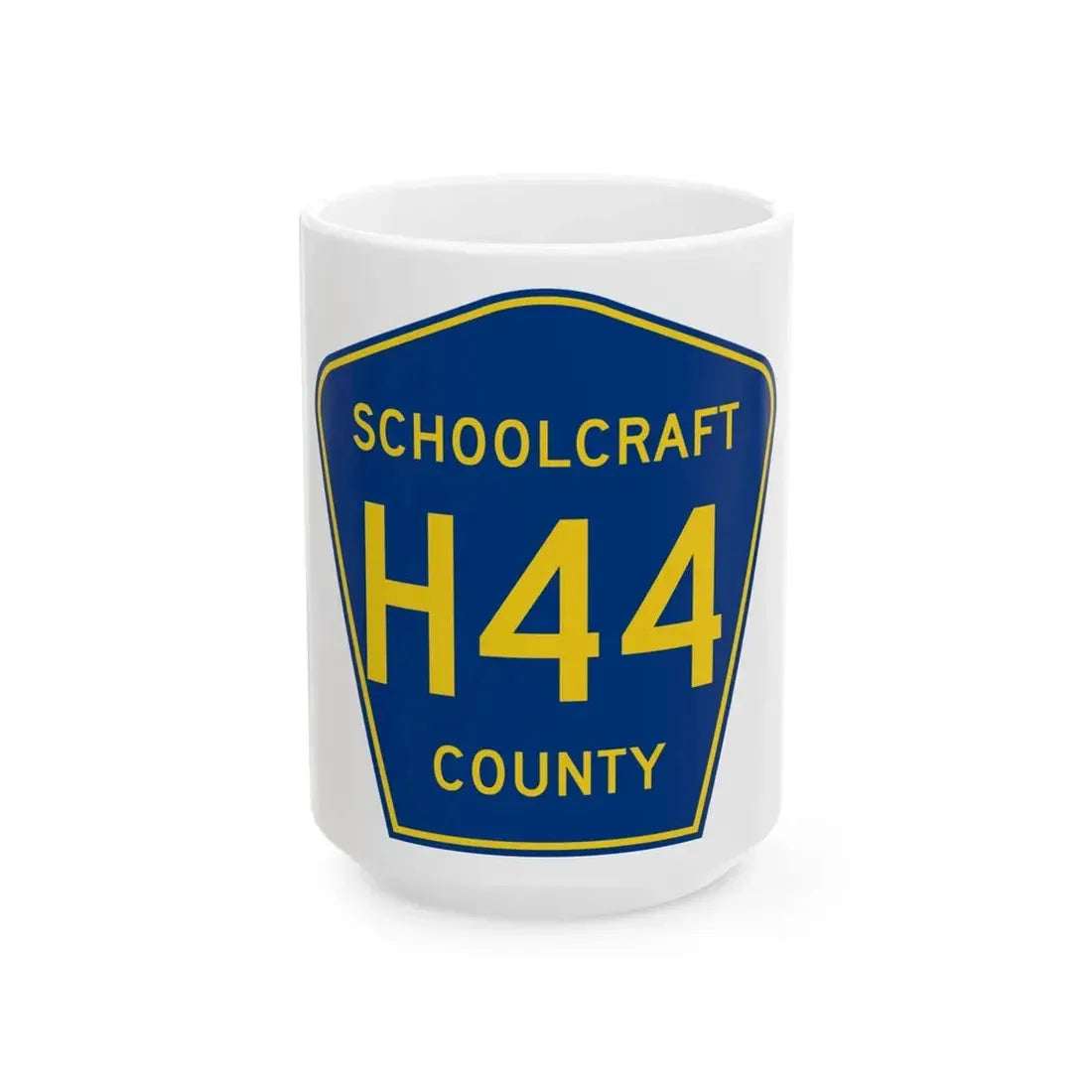 Schoolcraft County H-44 (Michigan) (Road Sign) White Coffee Mug 15oz - Go Mug Yourself
