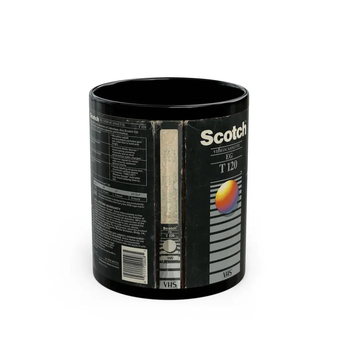 SCOTCH VIDEOCASSETTE EG T120 (VHS COVER) - Black Coffee Mug 11oz - Go Mug Yourself