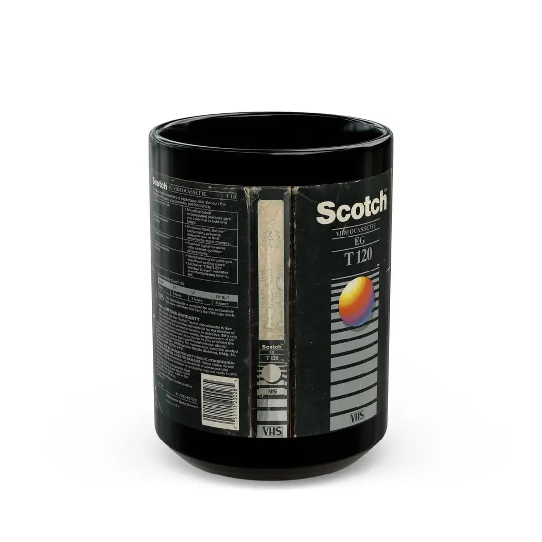 SCOTCH VIDEOCASSETTE EG T120 (VHS COVER) - Black Coffee Mug 15oz - Go Mug Yourself