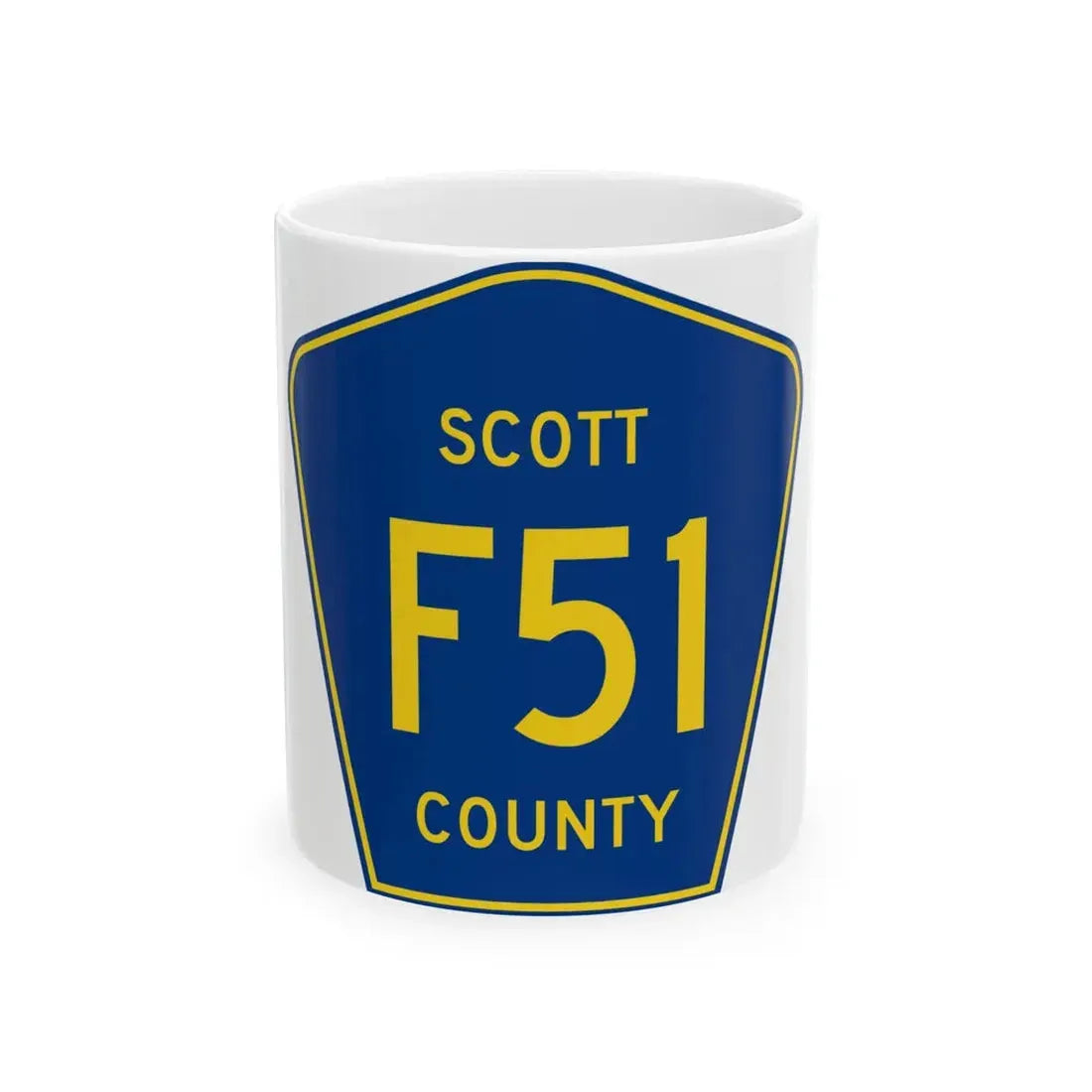 Scott County Route F51 IA (Iowa) (Road Sign) White Coffee Mug 11oz - Go Mug Yourself