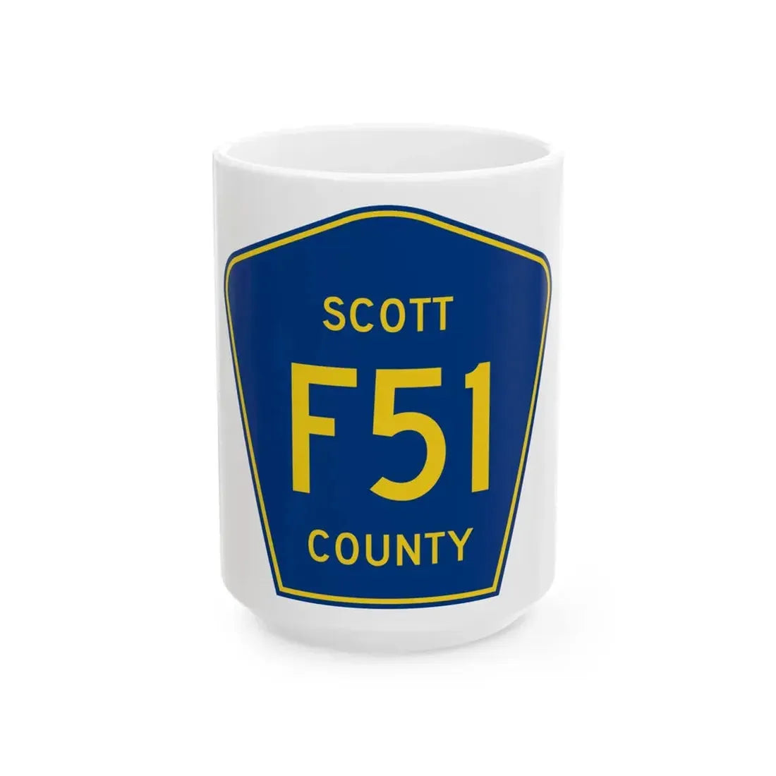 Scott County Route F51 IA (Iowa) (Road Sign) White Coffee Mug 15oz - Go Mug Yourself