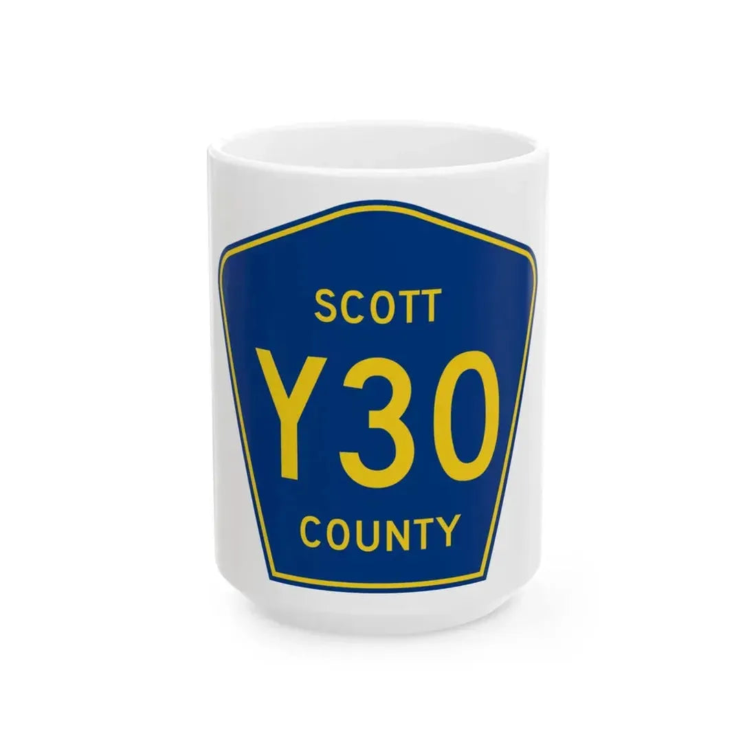 Scott County Route Y30 IA (Iowa) (Road Sign) White Coffee Mug 15oz - Go Mug Yourself