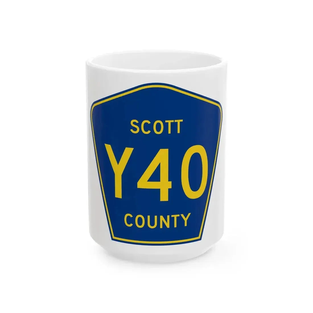 Scott County Route Y40 IA (Iowa) (Road Sign) White Coffee Mug 15oz - Go Mug Yourself