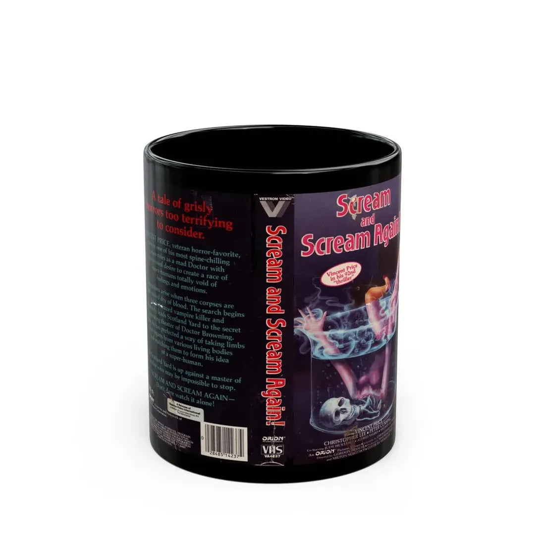 SCREAM AND SCREAM AGAIN (VHS COVER) - Black Coffee Mug 11oz - Go Mug Yourself