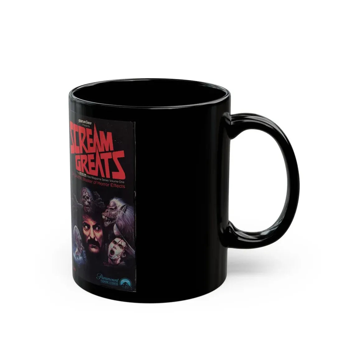 SCREAM GREATS THE FANGORIA VIDEO MAGAZINE VOLUME ONE TOM SAVINI STARLOG VIDEO (VHS COVER) - Black Coffee Mug - Go Mug Yourself