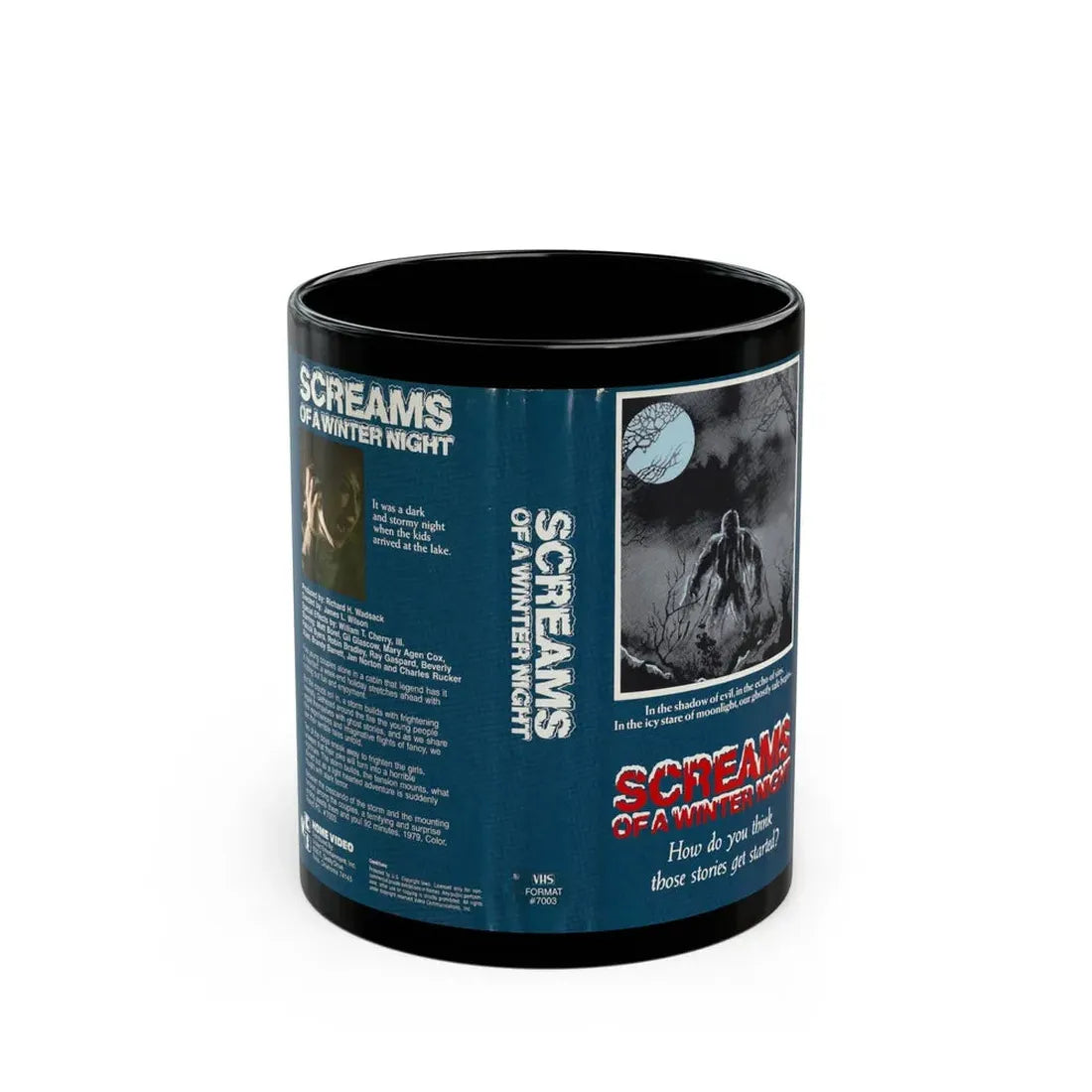 SCREAMS OF A WINTER NIGHT (VHS COVER) - Black Coffee Mug 11oz - Go Mug Yourself