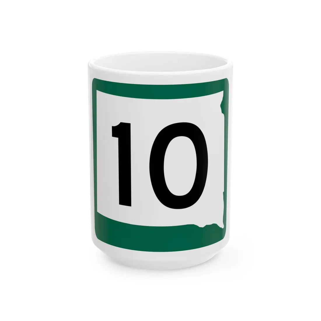 SD 10 (South Dakota) (Road Sign) White Coffee Mug 15oz - Go Mug Yourself