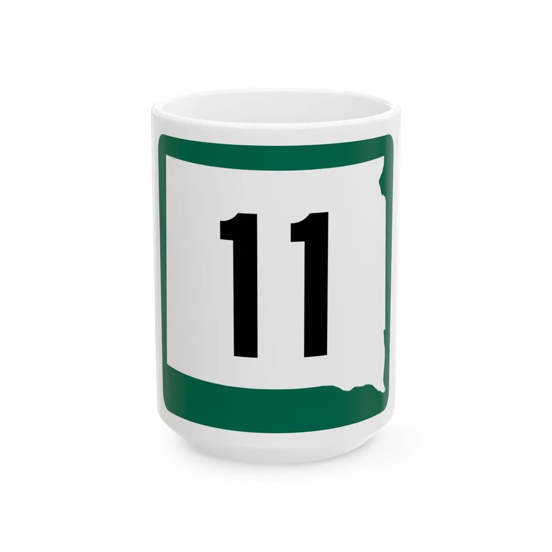 SD 11 (South Dakota) (Road Sign) White Coffee Mug 15oz - Go Mug Yourself