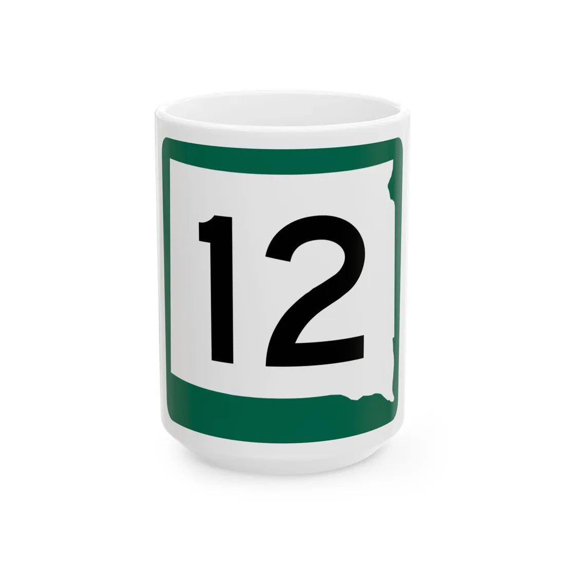 SD 12 (South Dakota) (Road Sign) White Coffee Mug 15oz - Go Mug Yourself