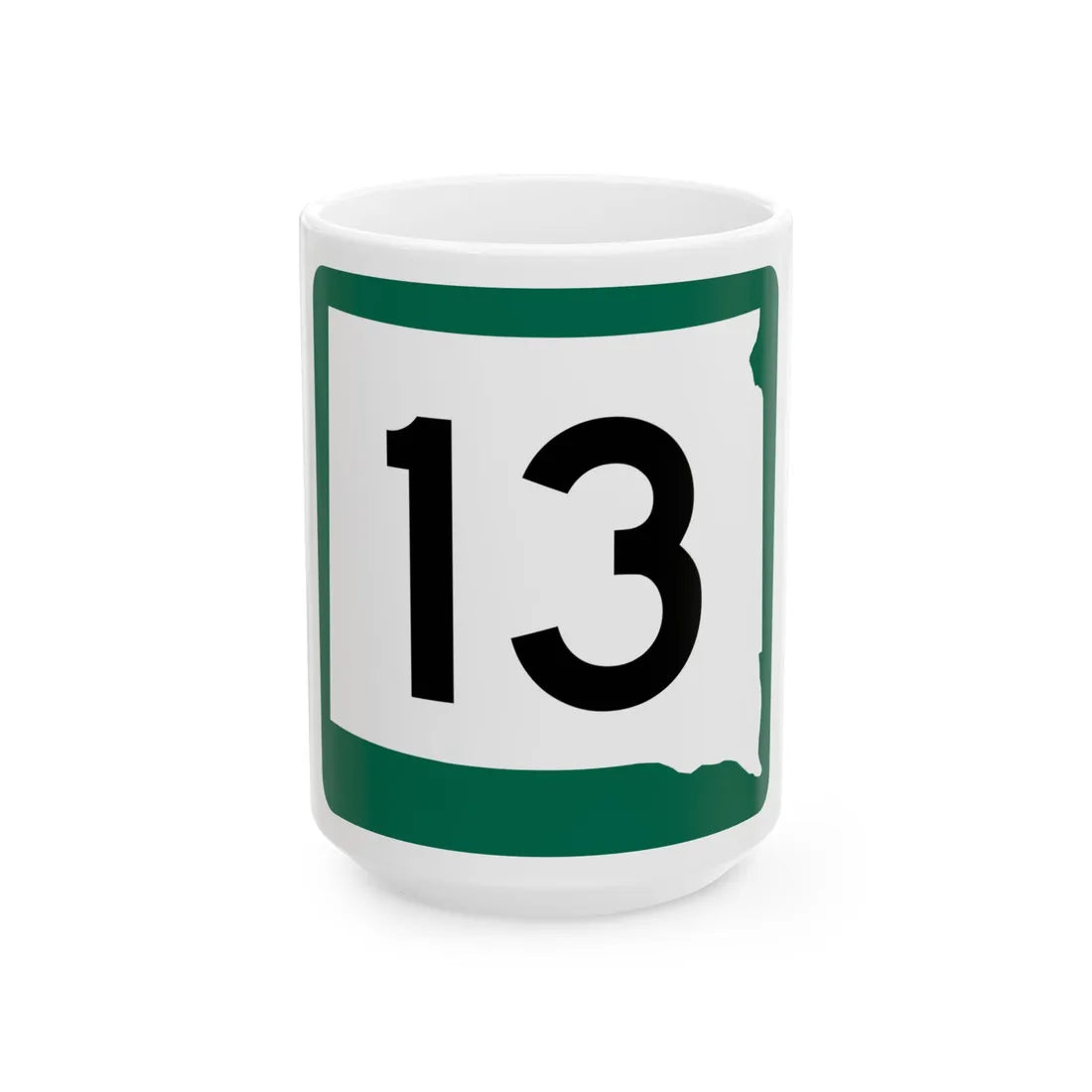 SD 13 (South Dakota) (Road Sign) White Coffee Mug 15oz - Go Mug Yourself