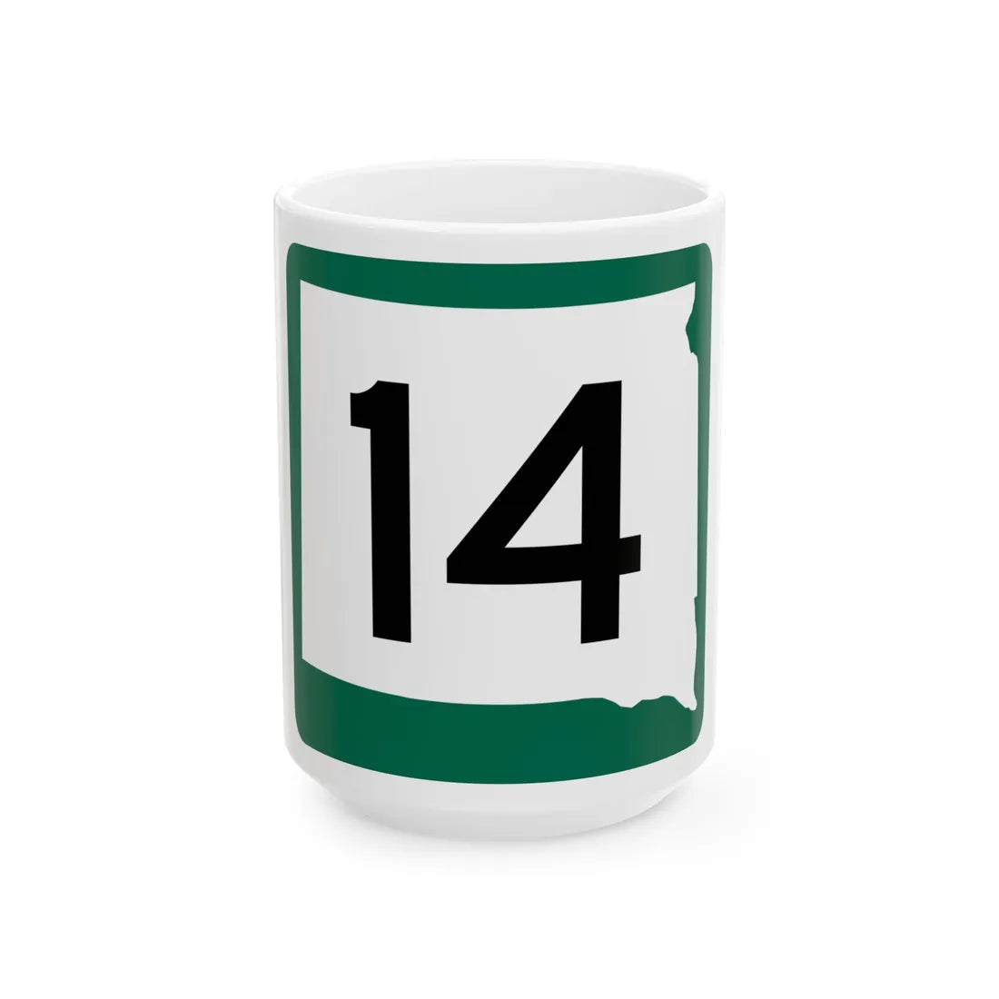 SD 14 (South Dakota) (Road Sign) White Coffee Mug 15oz - Go Mug Yourself