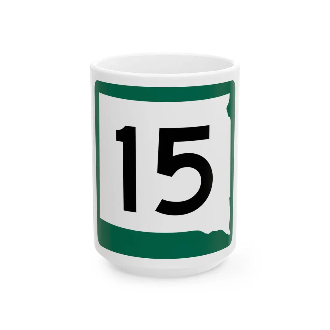 SD 15 (South Dakota) (Road Sign) White Coffee Mug 15oz - Go Mug Yourself