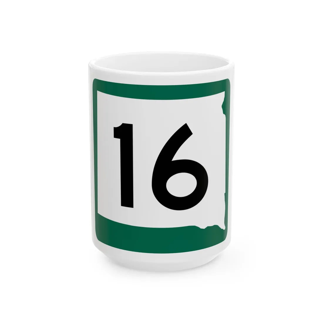 SD 16 (South Dakota) (Road Sign) White Coffee Mug 15oz - Go Mug Yourself