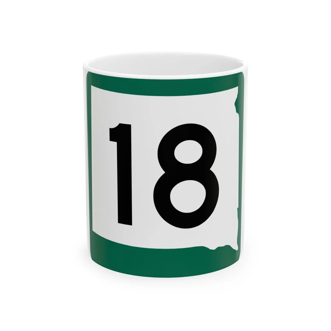 SD 18 (South Dakota) (Road Sign) White Coffee Mug 11oz - Go Mug Yourself