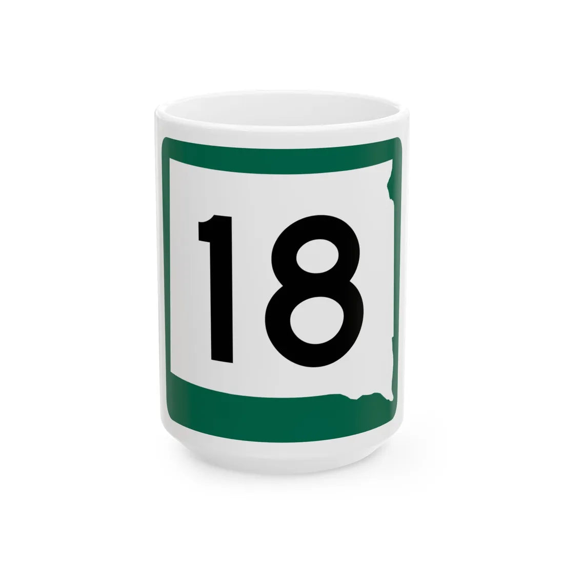 SD 18 (South Dakota) (Road Sign) White Coffee Mug 15oz - Go Mug Yourself
