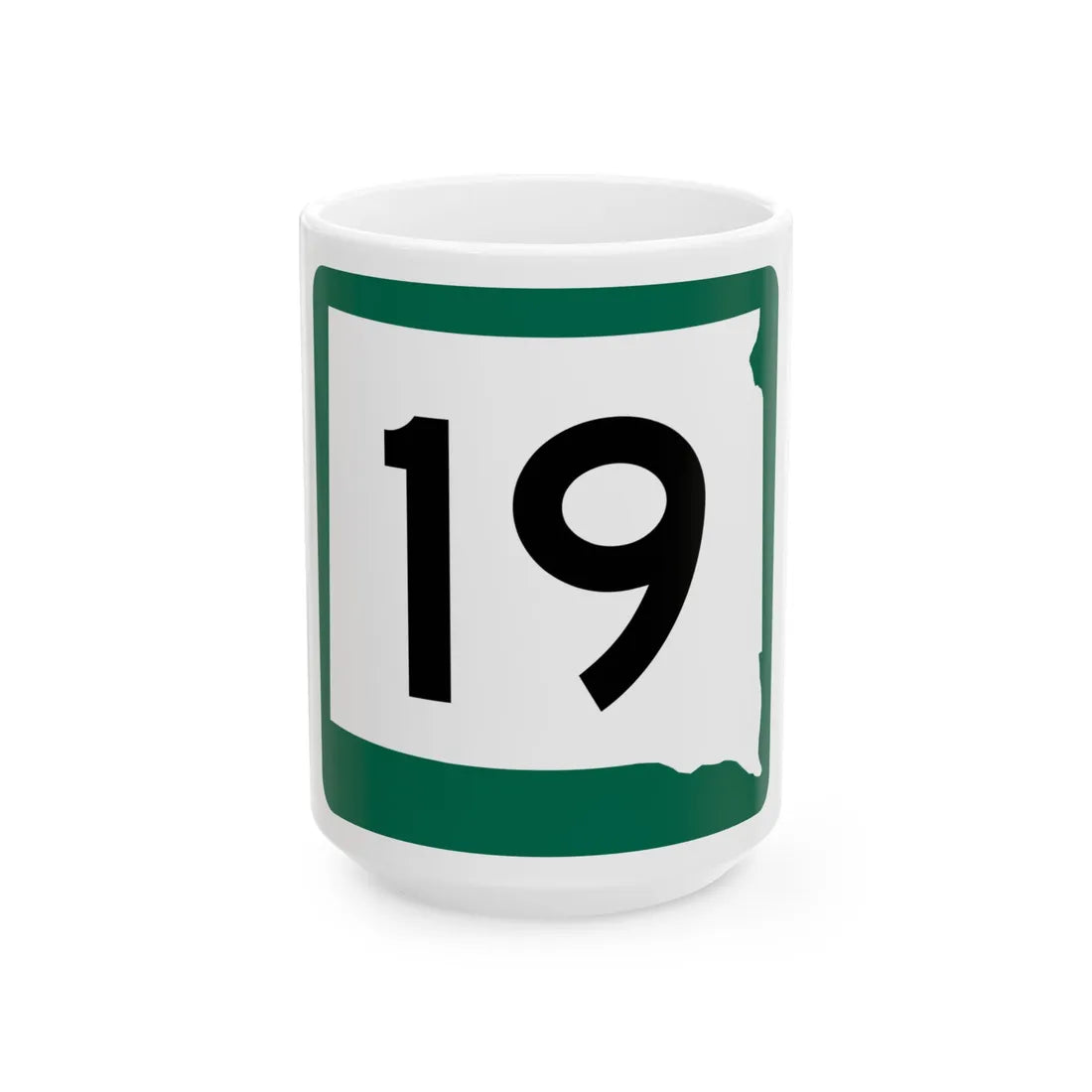 SD 19 (South Dakota) (Road Sign) White Coffee Mug 15oz - Go Mug Yourself
