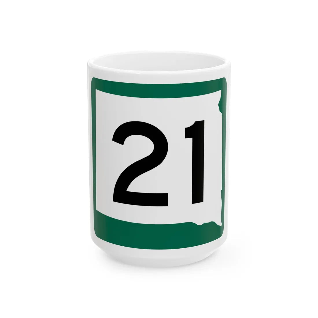 SD 21 (South Dakota) (Road Sign) White Coffee Mug 15oz - Go Mug Yourself