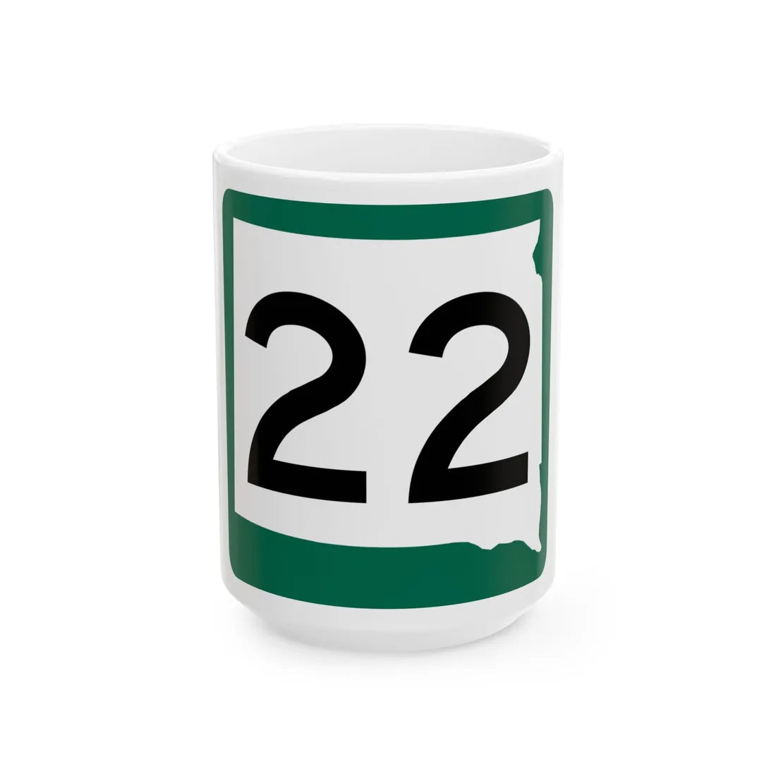 SD 22 (South Dakota) (Road Sign) White Coffee Mug 15oz - Go Mug Yourself