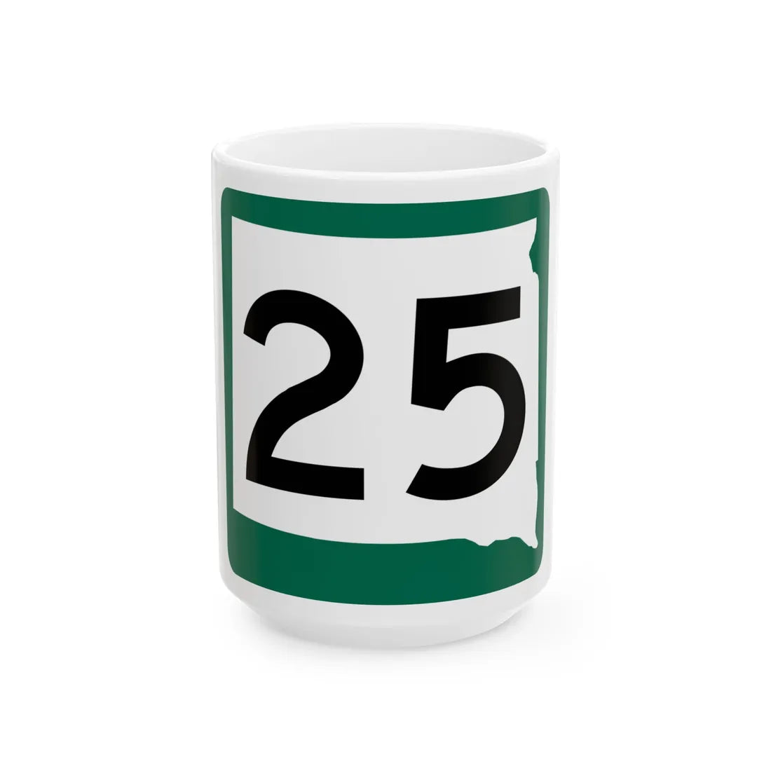 SD 25 (South Dakota) (Road Sign) White Coffee Mug 15oz - Go Mug Yourself