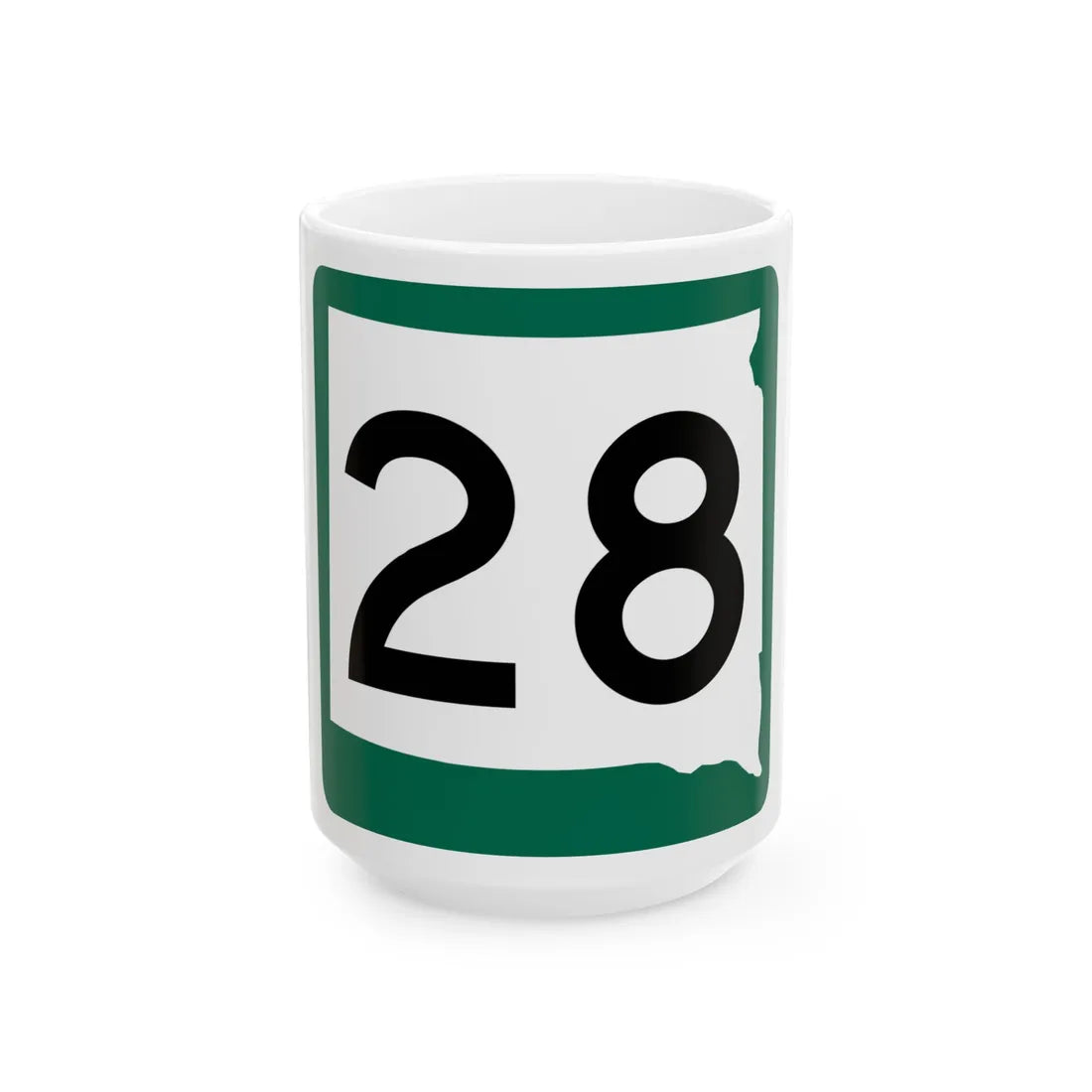 SD 28 (South Dakota) (Road Sign) White Coffee Mug 15oz - Go Mug Yourself