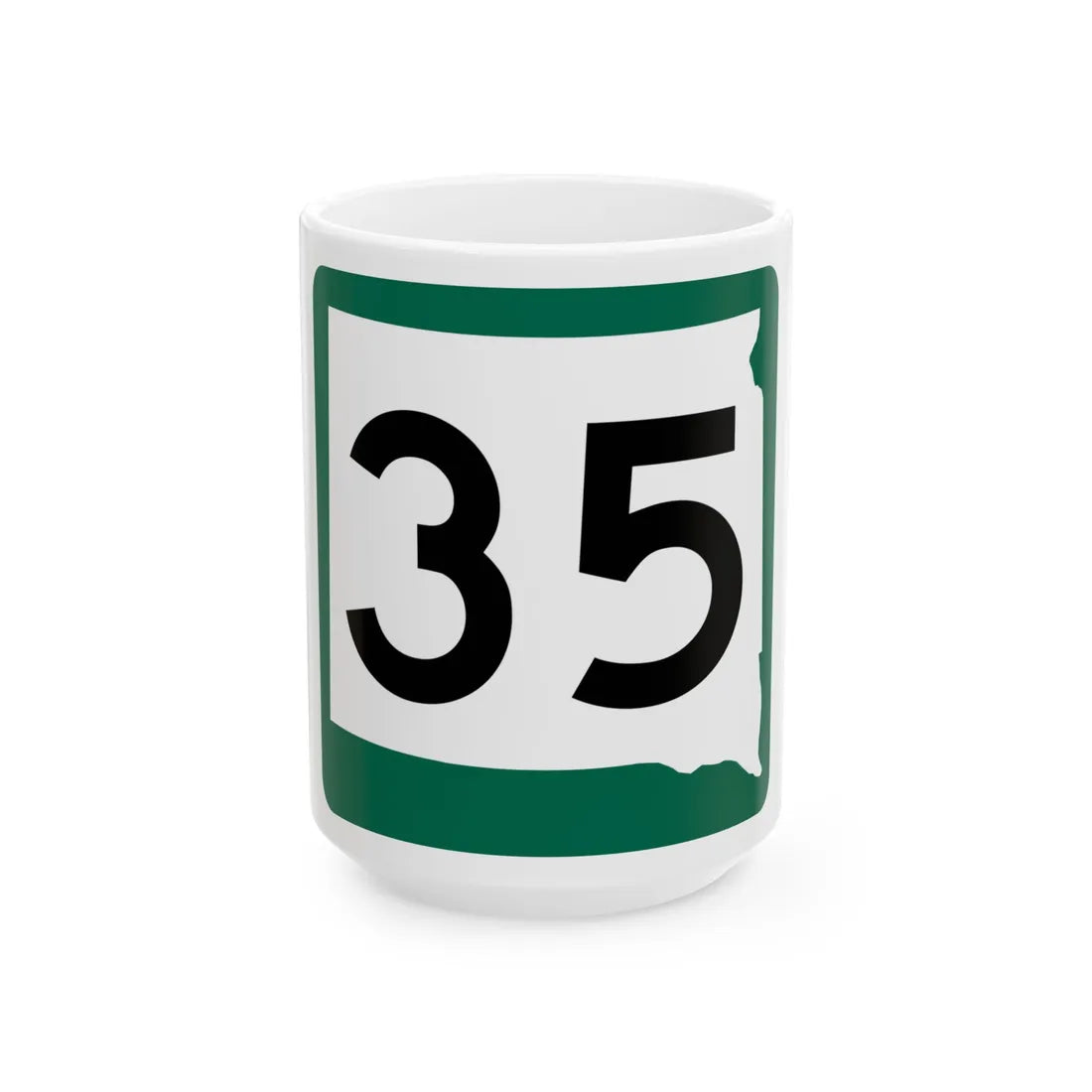 SD 35 (South Dakota) (Road Sign) White Coffee Mug 15oz - Go Mug Yourself