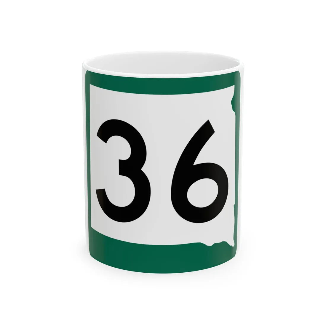 SD 36 (South Dakota) (Road Sign) White Coffee Mug 11oz - Go Mug Yourself