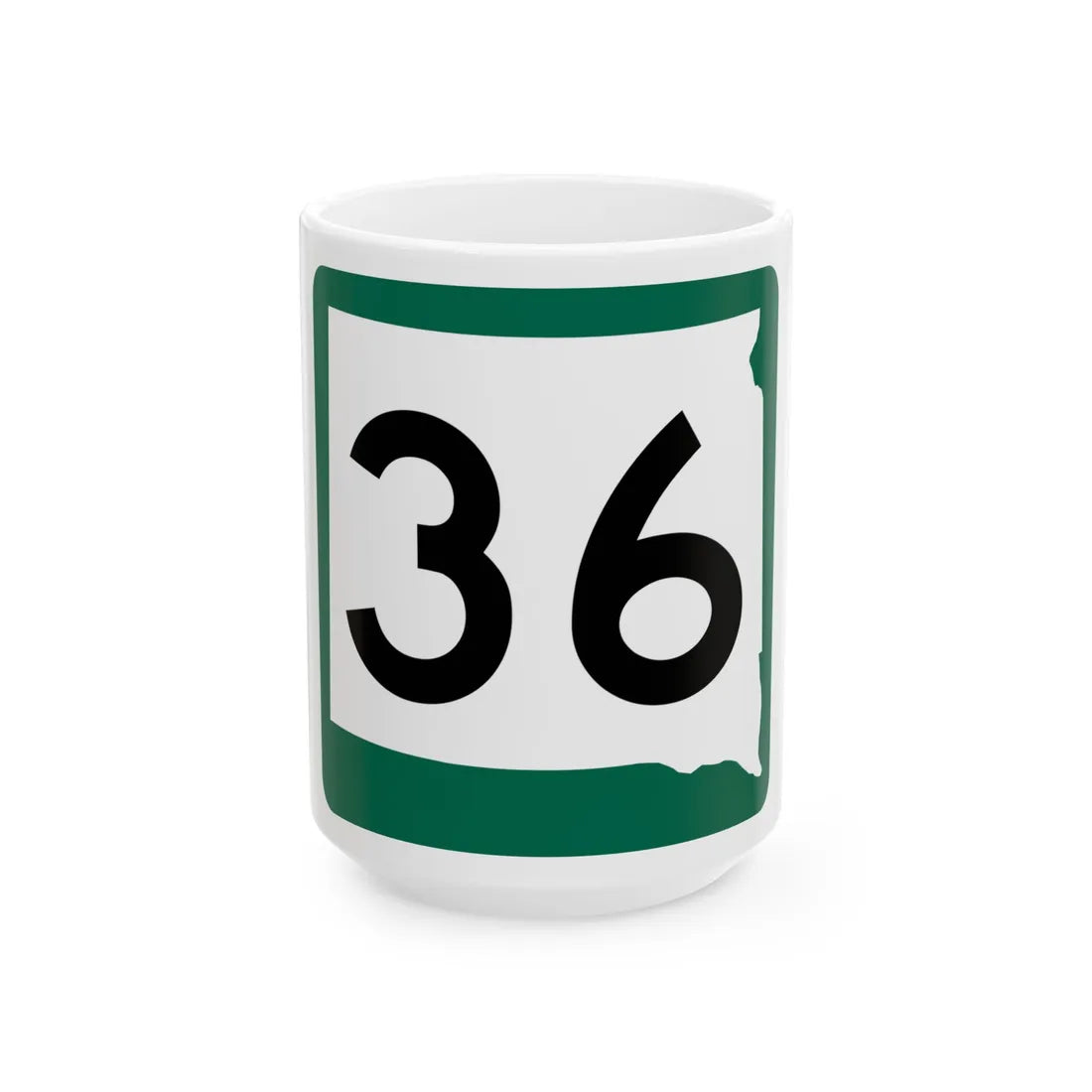 SD 36 (South Dakota) (Road Sign) White Coffee Mug 15oz - Go Mug Yourself